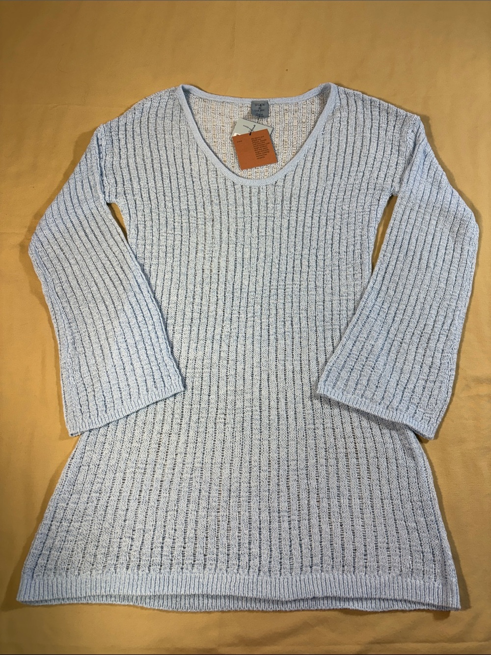Shade & Shore Womens Blue Knit V-Neck Swim Cover-Up Dress Bell Sleeve Medium NWT